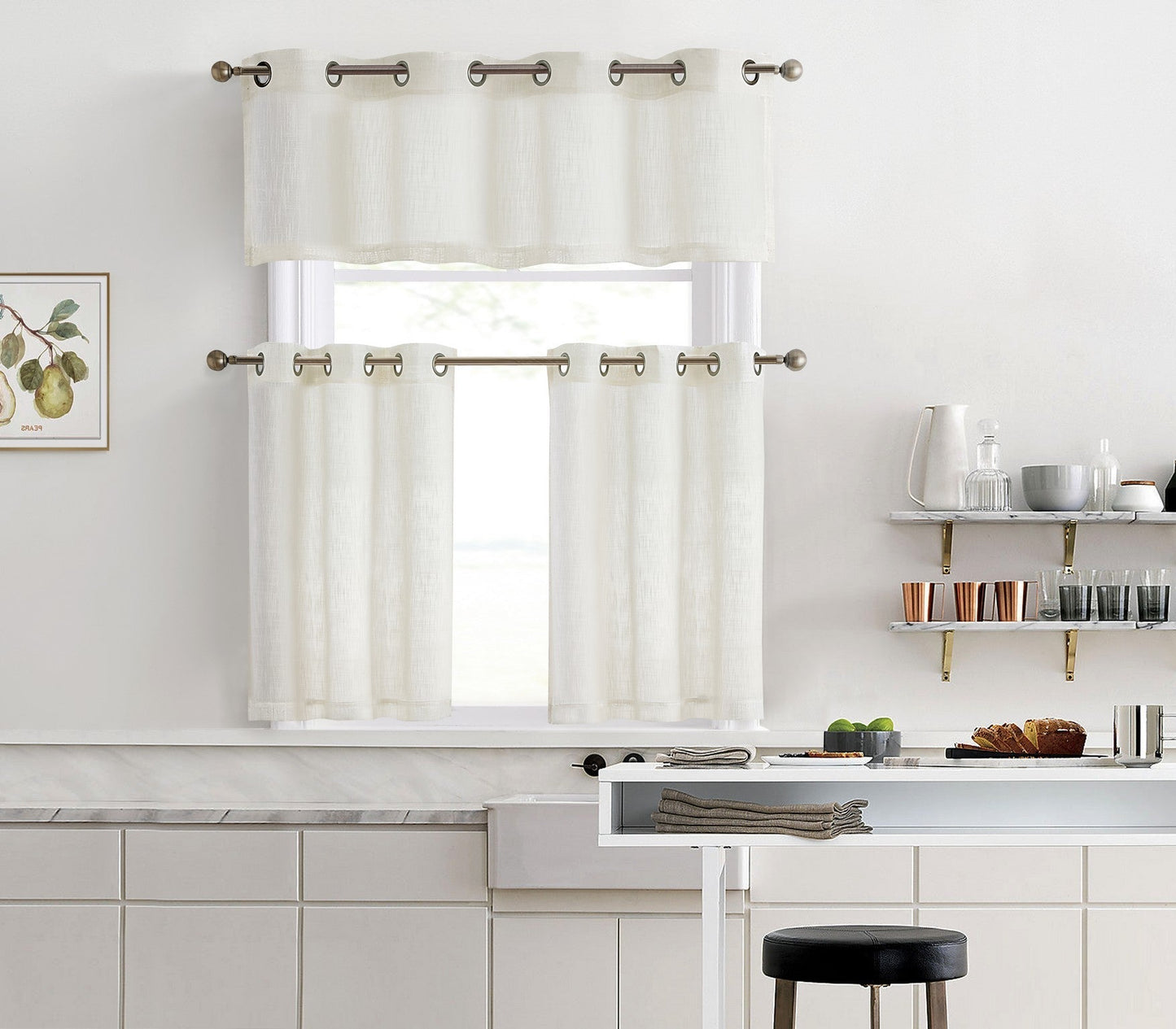 Abbey Faux Linen Grommet Cafe Tiers