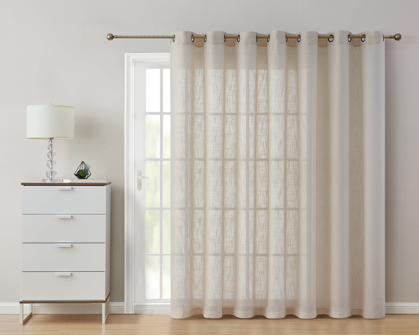 Privacy Faux Linen Textured Semi Sheer Curtain Panels