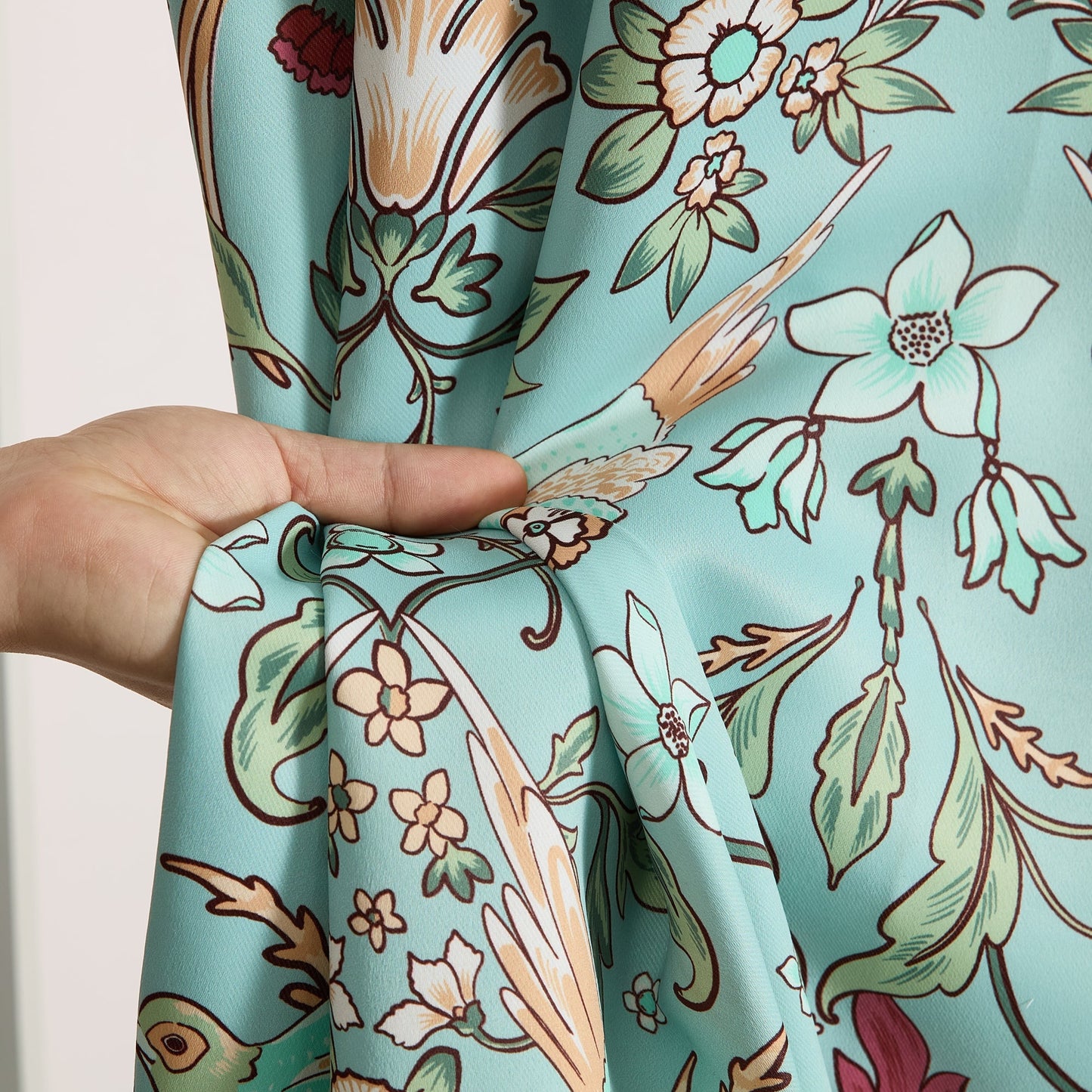 Florence Floral & Birds Room Darkening Curtains - Set of 2