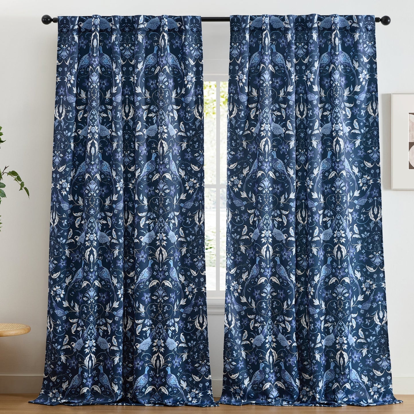 Florence Floral & Birds Room Darkening Curtains - Set of 2