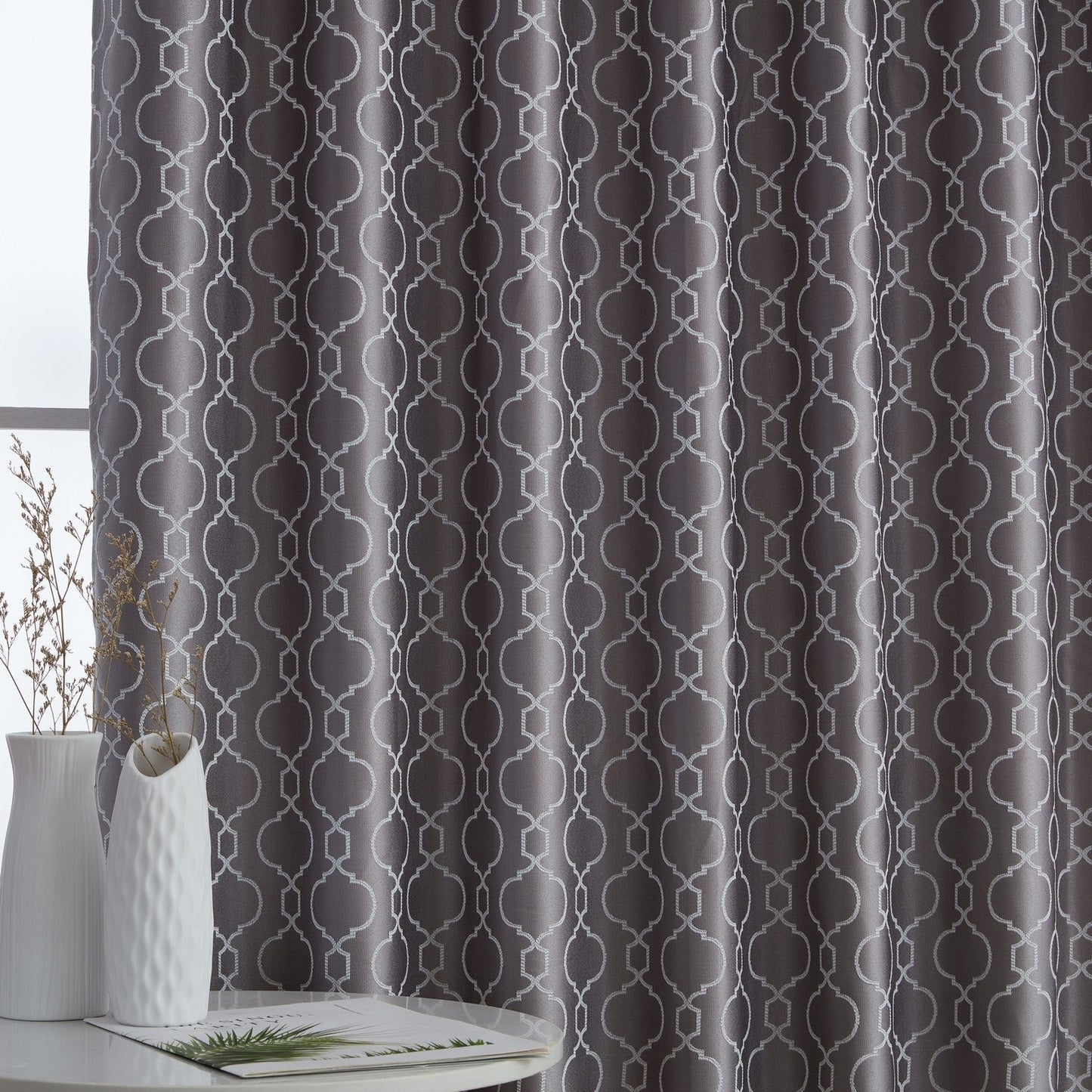 Franklin Moroccan Trellis 100% Blackout Back Tab Curtain Panels