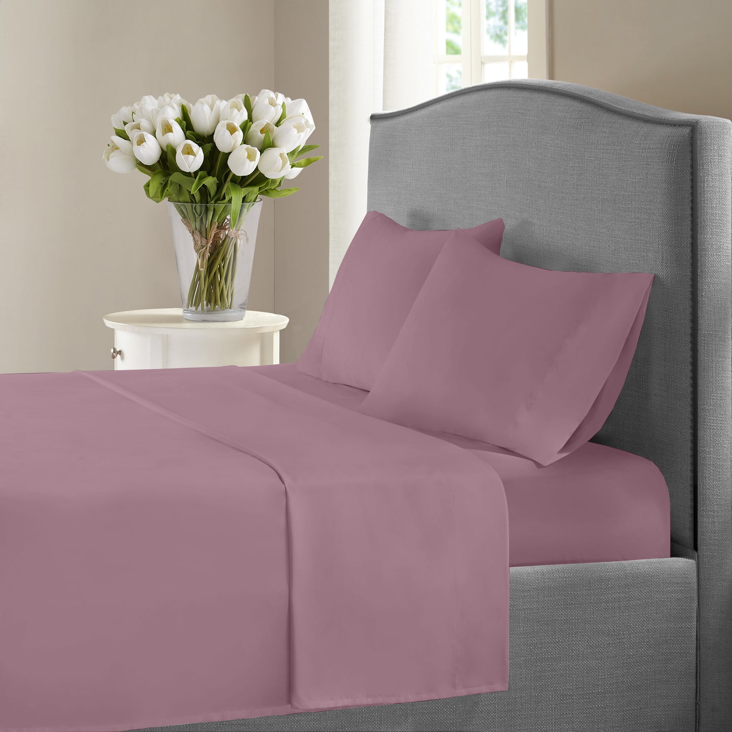 New York Collection 1200 Thread Count Solid Deep Pocket 100% Cotton Sheet Set