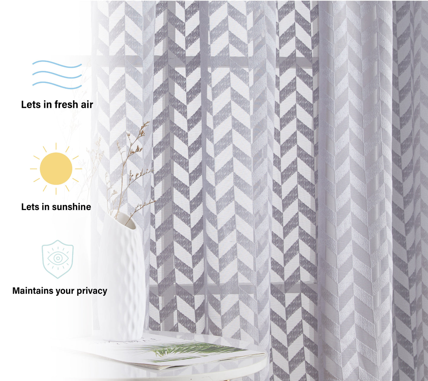 Herringbone Lace Sheer Rod Pocket Cafe Tiers
