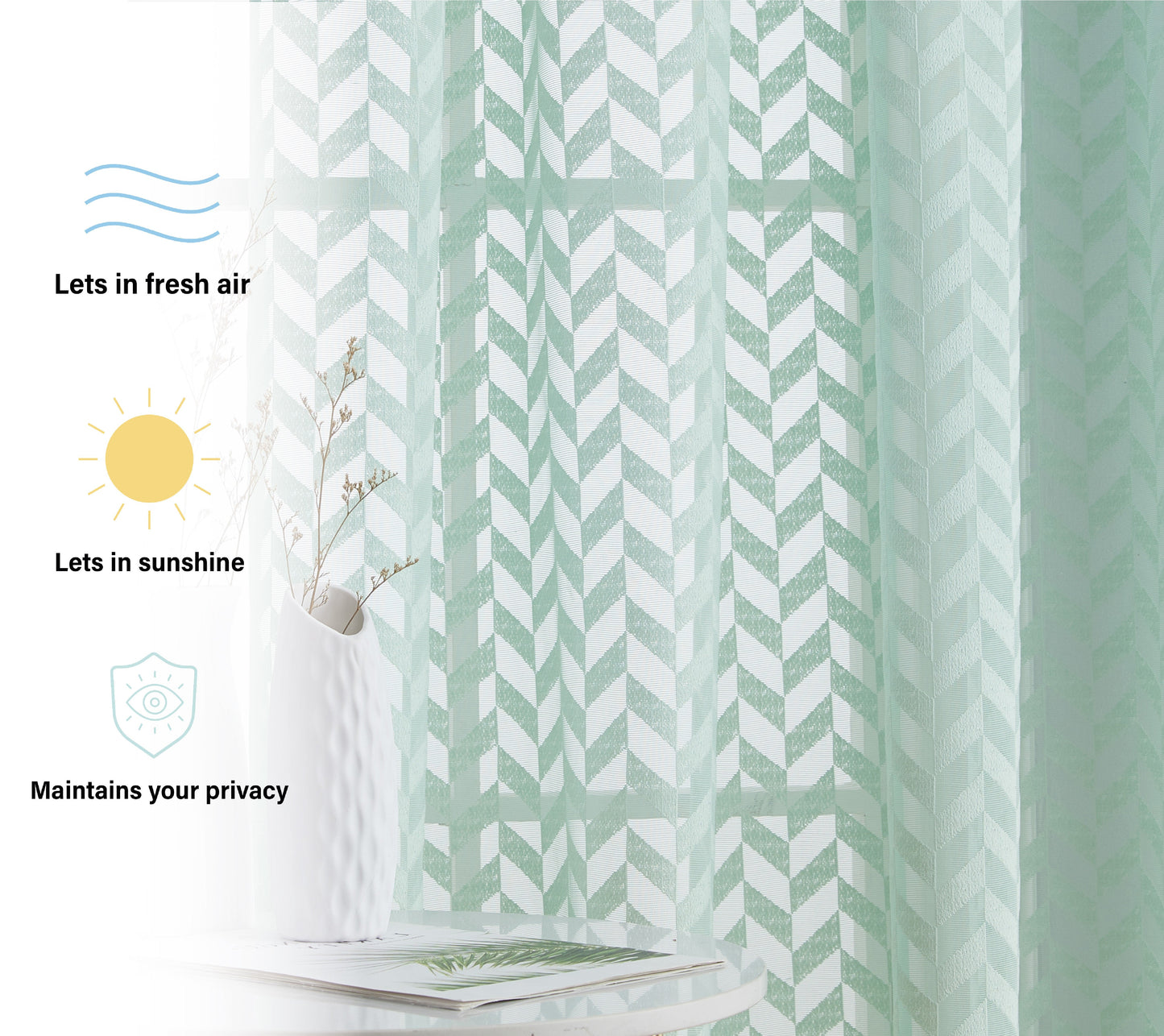 Herringbone Lace Sheer Rod Pocket Cafe Tiers