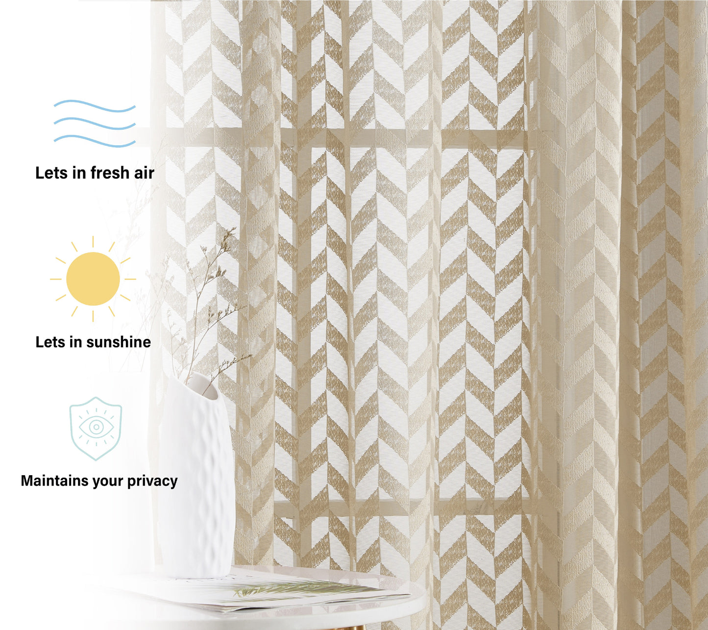 Herringbone Lace Sheer Rod Pocket Cafe Tiers