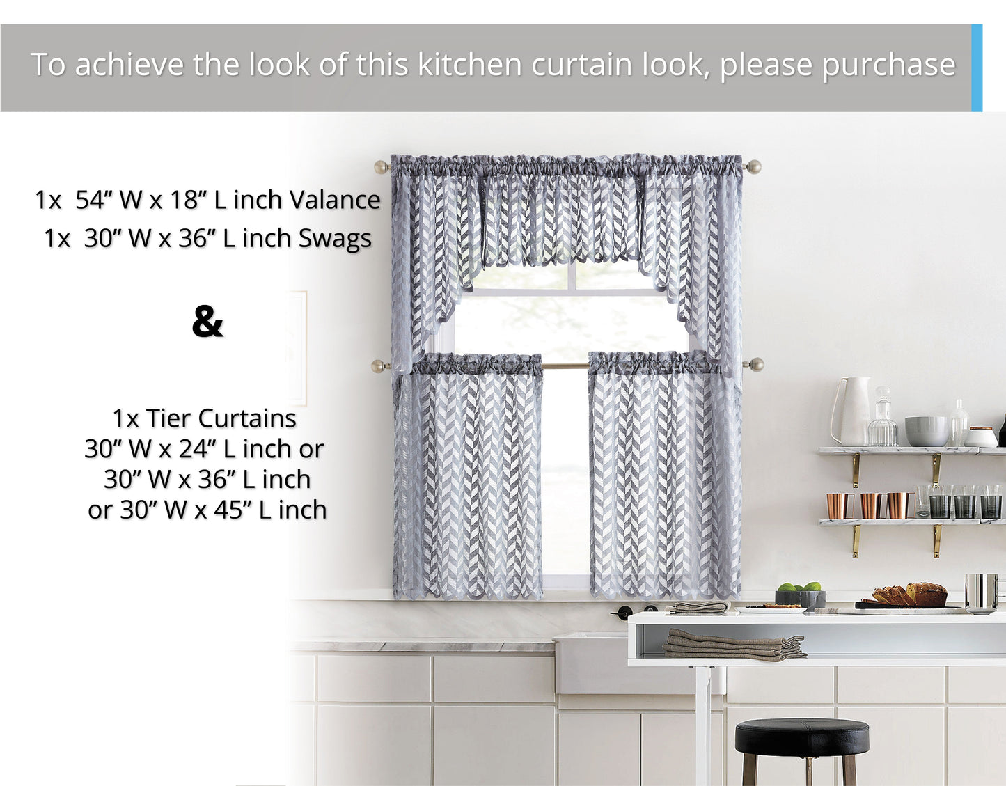 Herringbone Lace Sheer Rod Pocket Cafe Tiers