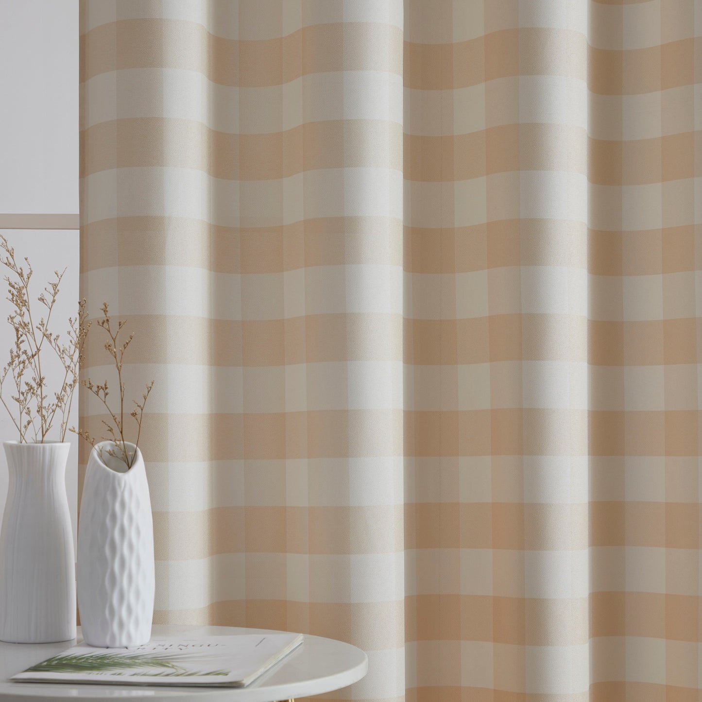 Hilltop Buffalo Check Textured Grommet Room Darkening Curtain Panels