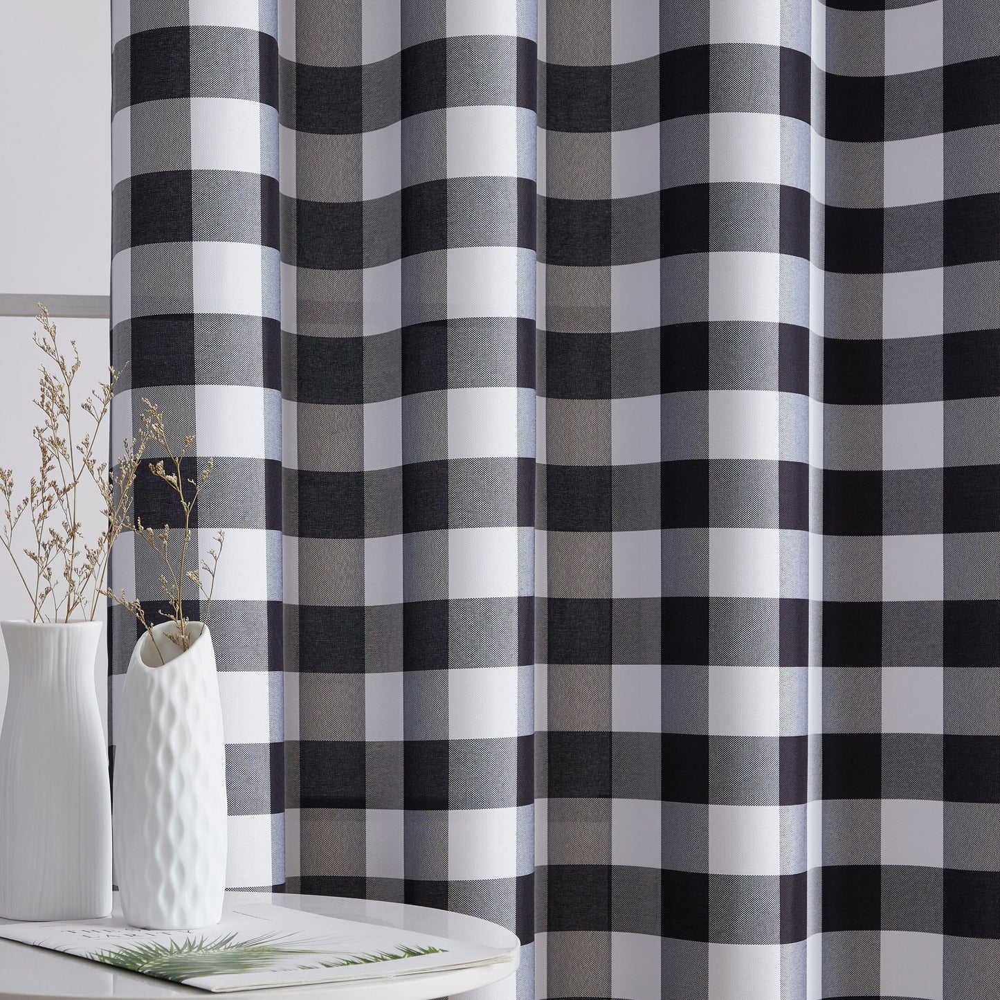 Hilltop Buffalo Check Textured Grommet Room Darkening Curtain Panels