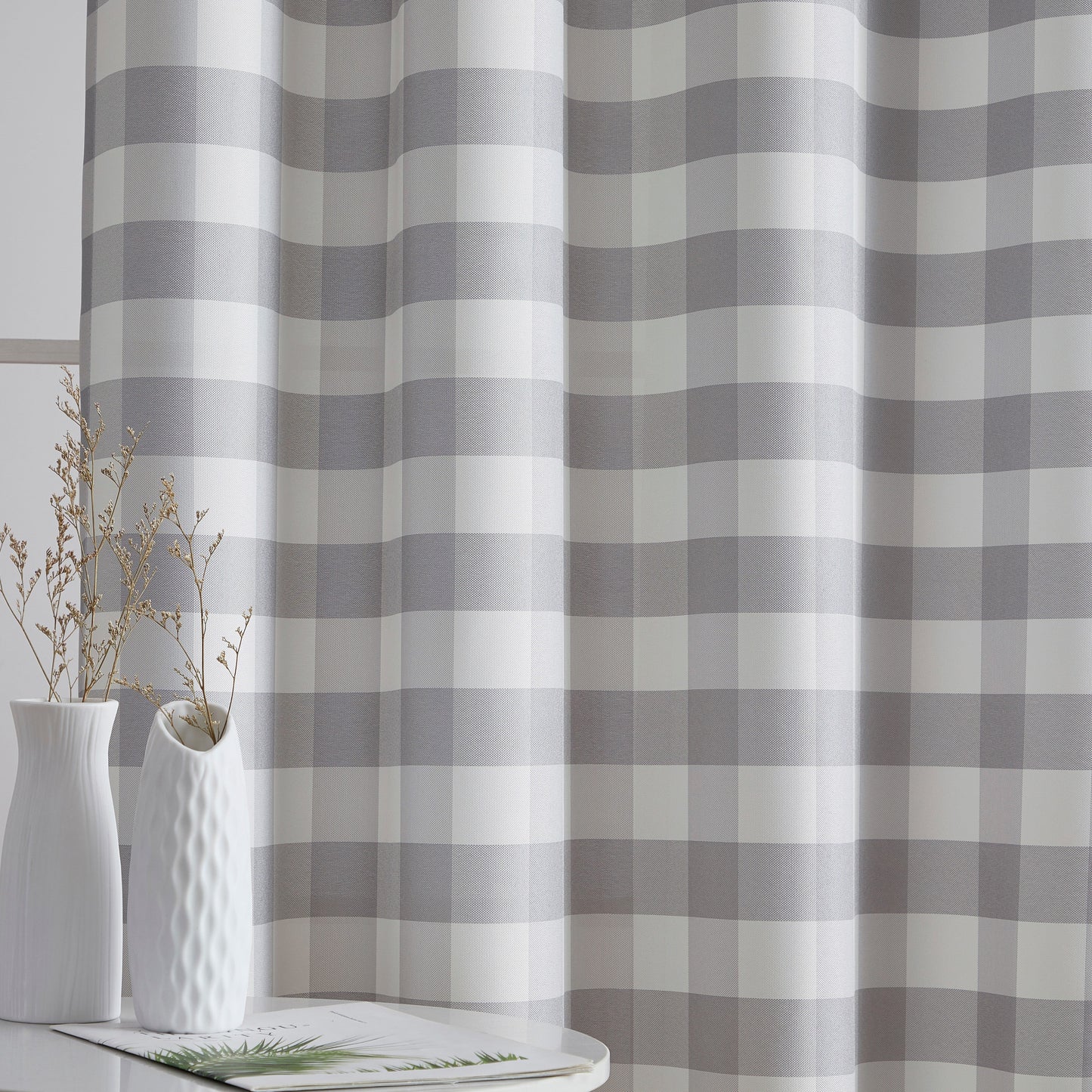 Hilltop Buffalo Check Textured Grommet Room Darkening Curtain Panels