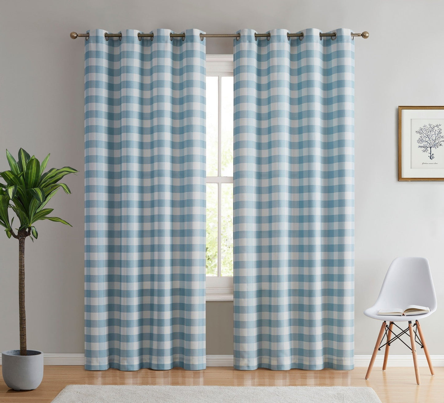 Hilltop Buffalo Check Textured Grommet Room Darkening Curtain Panels