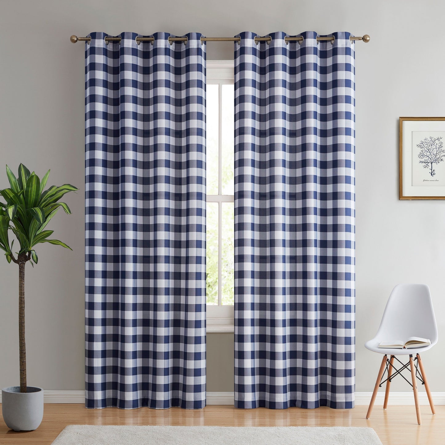 Hilltop Buffalo Check Textured Grommet Room Darkening Curtain Panels