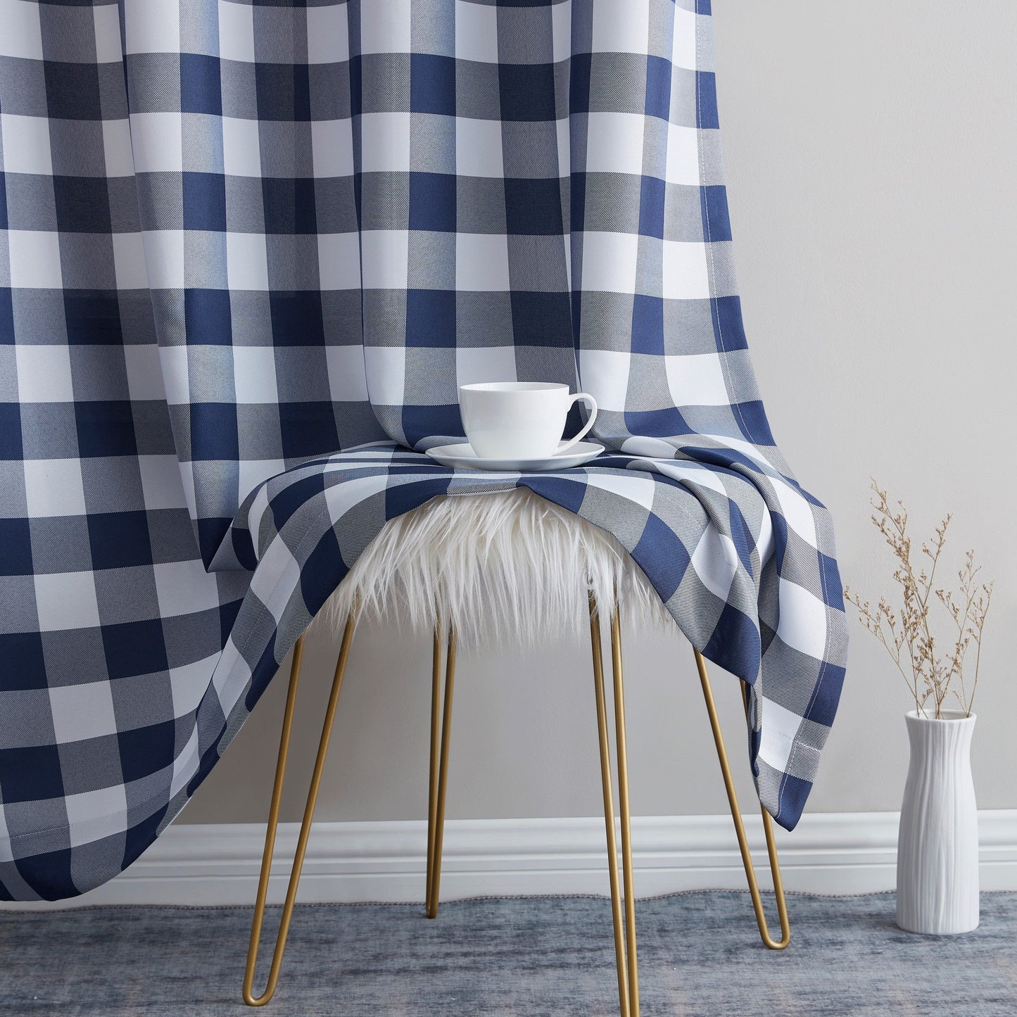 Hilltop Buffalo Check Textured Grommet Room Darkening Curtain Panels