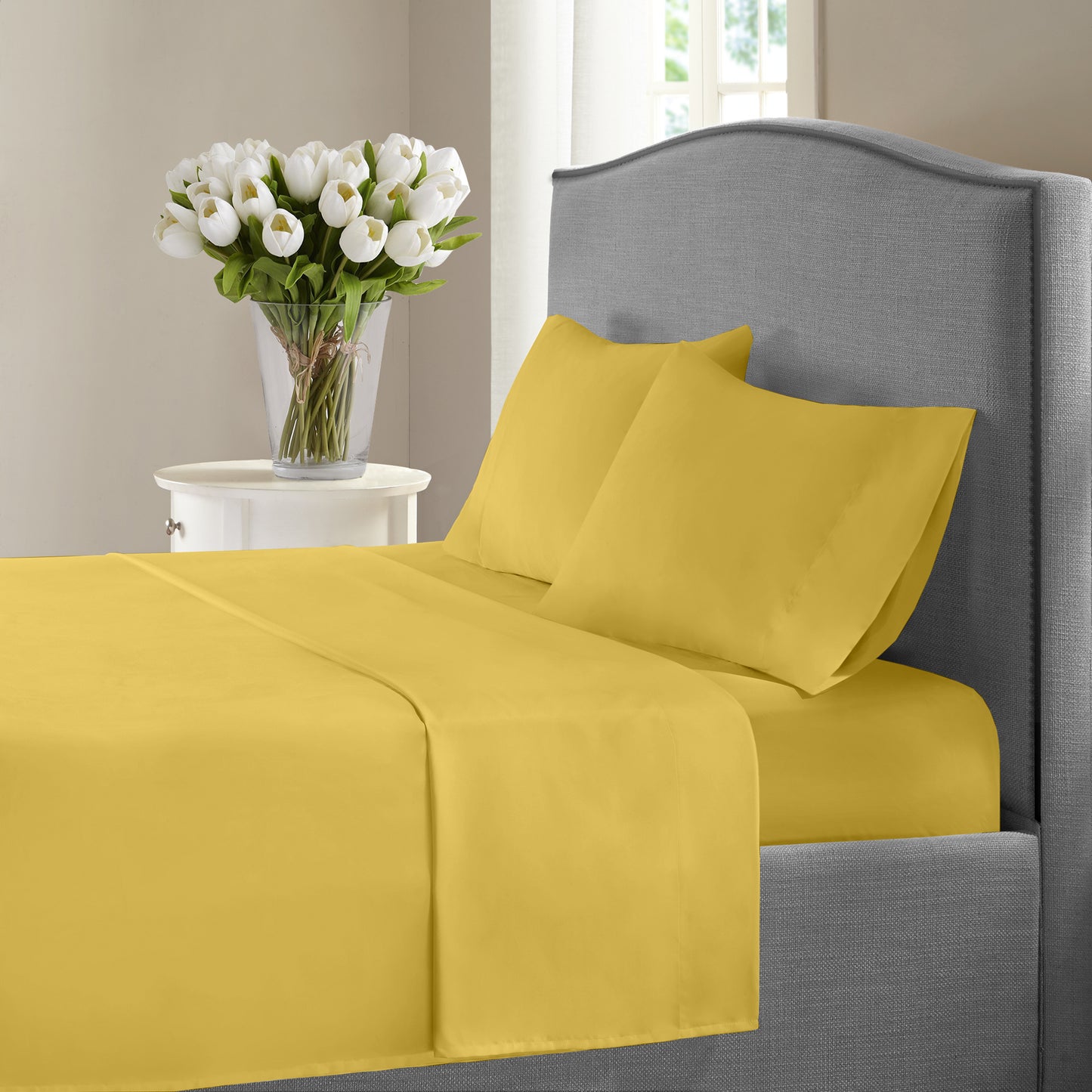 New York Collection 1200 Thread Count Solid Deep Pocket 100% Cotton Sheet Set