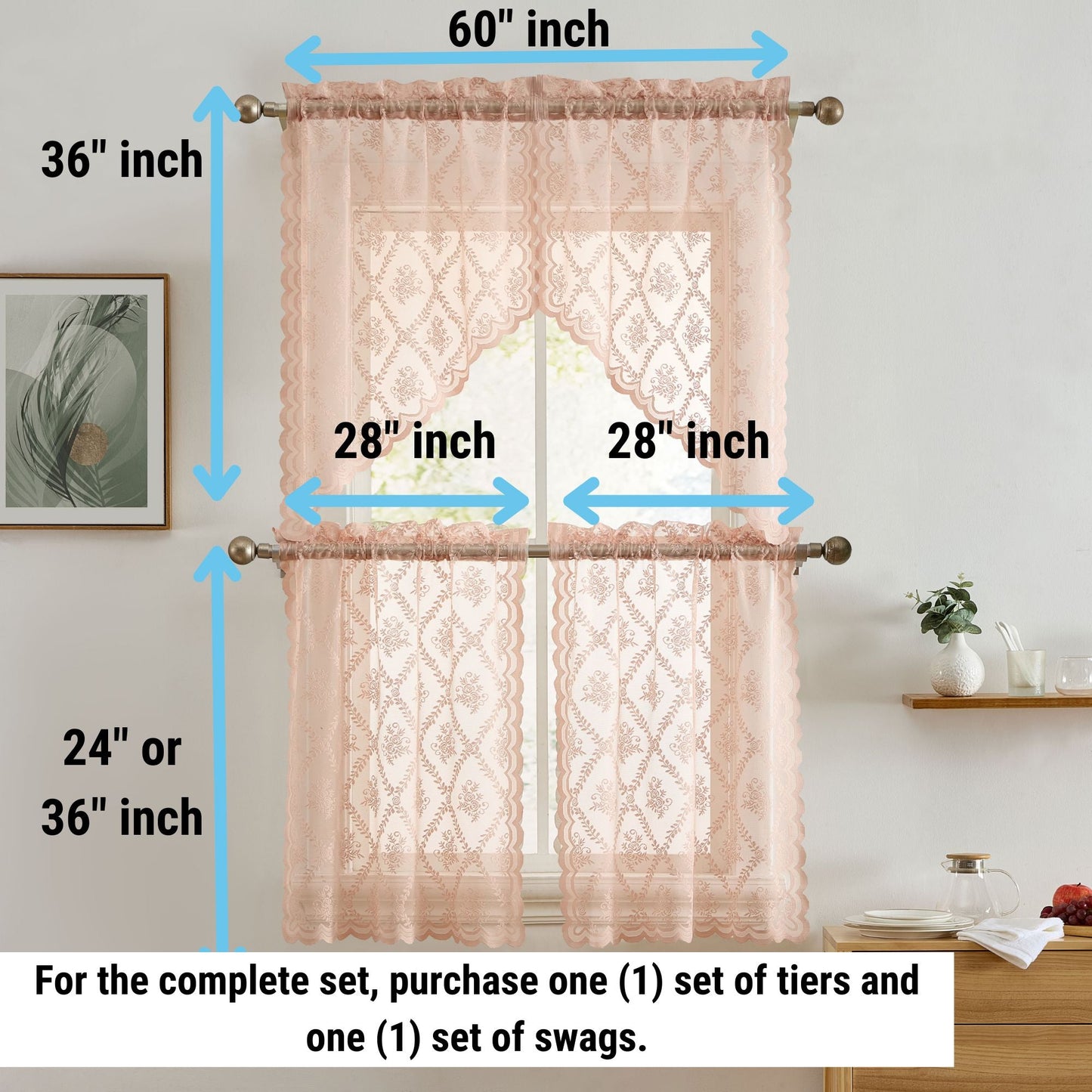 Isabella Floral Sheer Rod Pocket Valance