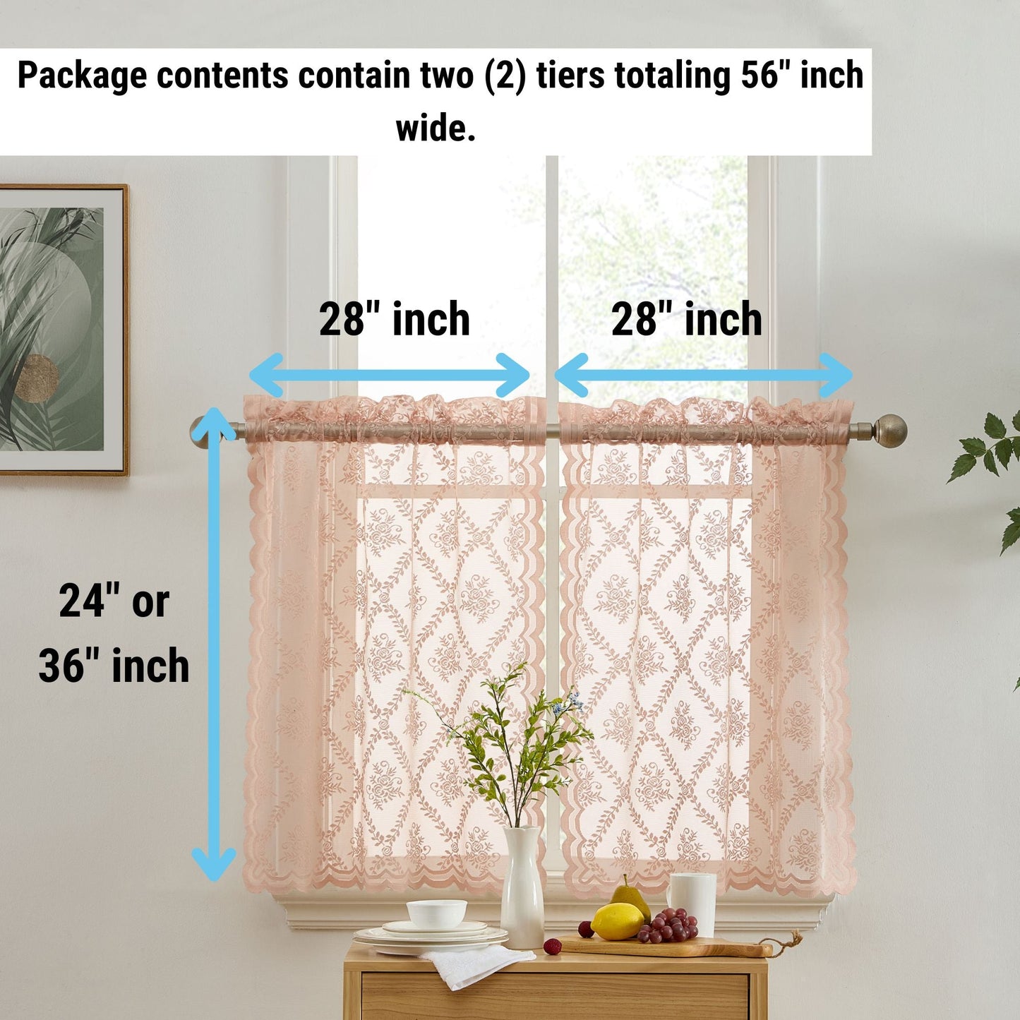 Isabella Floral Sheer Rod Pocket Lace Tiers