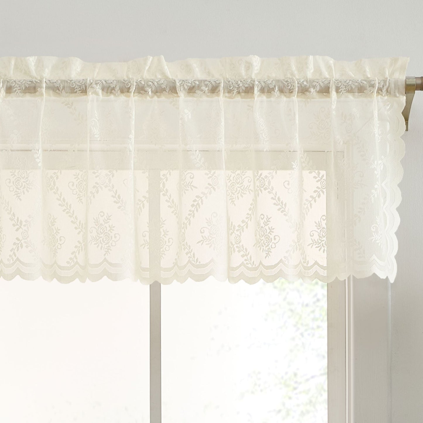 Isabella Floral Sheer Rod Pocket Valance