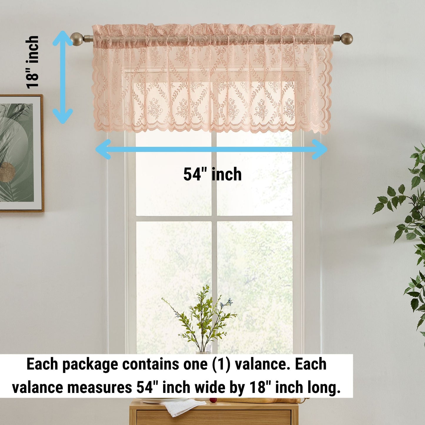 Isabella Floral Sheer Rod Pocket Valance