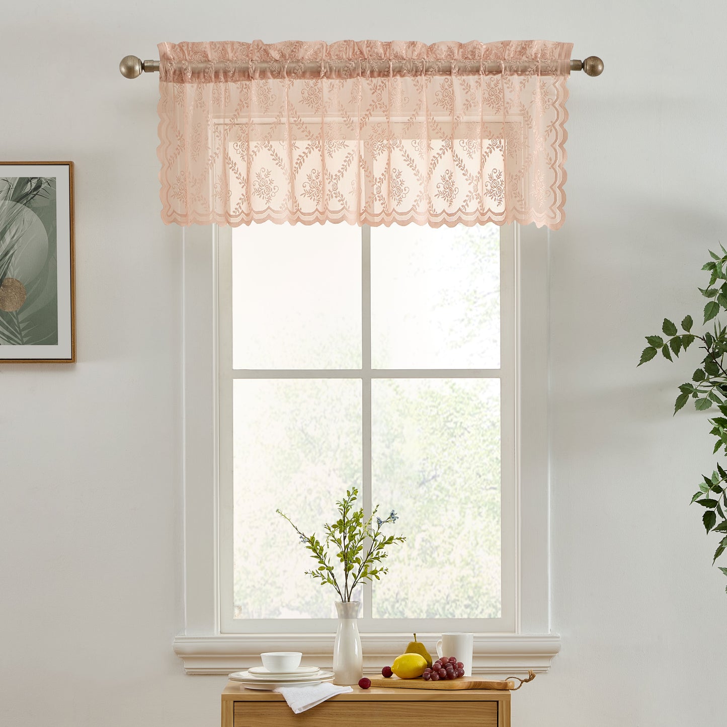 Isabella Floral Sheer Rod Pocket Valance