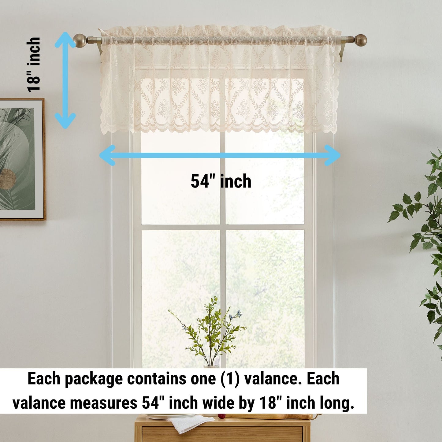 Isabella Floral Sheer Rod Pocket Valance