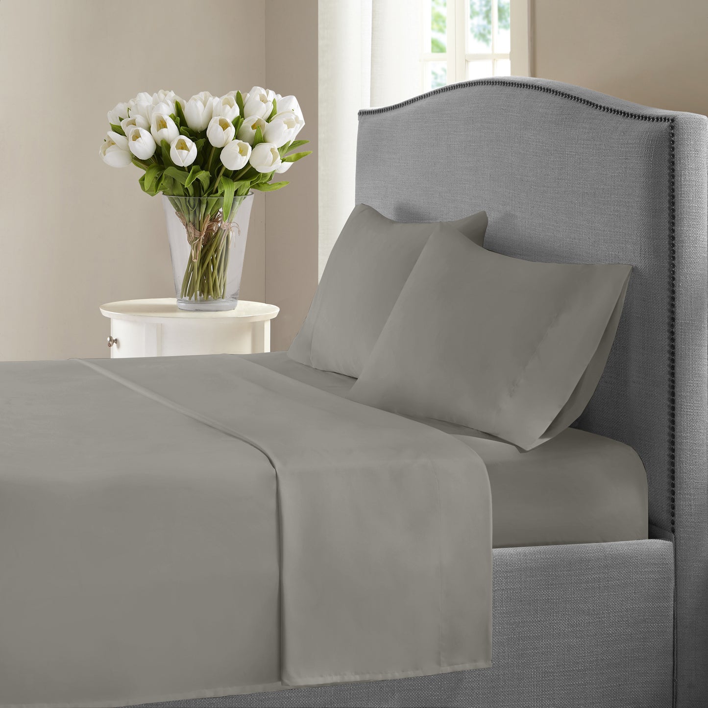 New York Collection 1200 Thread Count Solid Deep Pocket 100% Cotton Sheet Set
