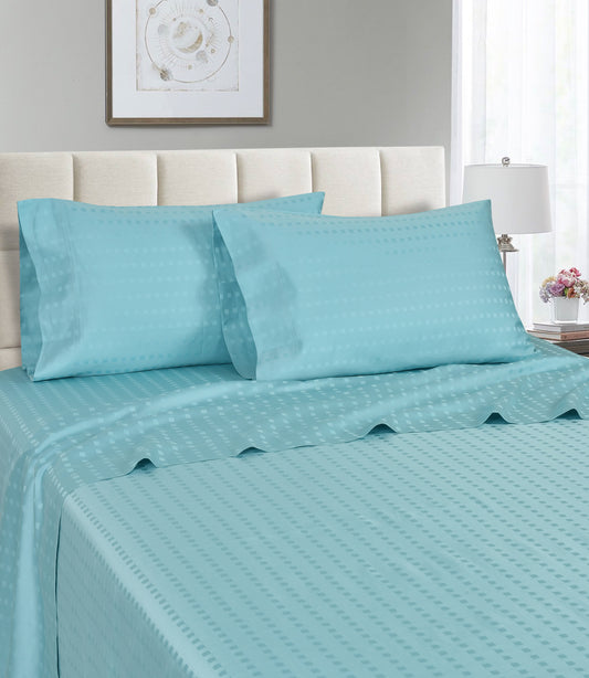 Spring Home 1200 Thread Count 100% Egyptian Cotton Deep Pocket Dobby Striped Jacquard Dot Sheet Set
