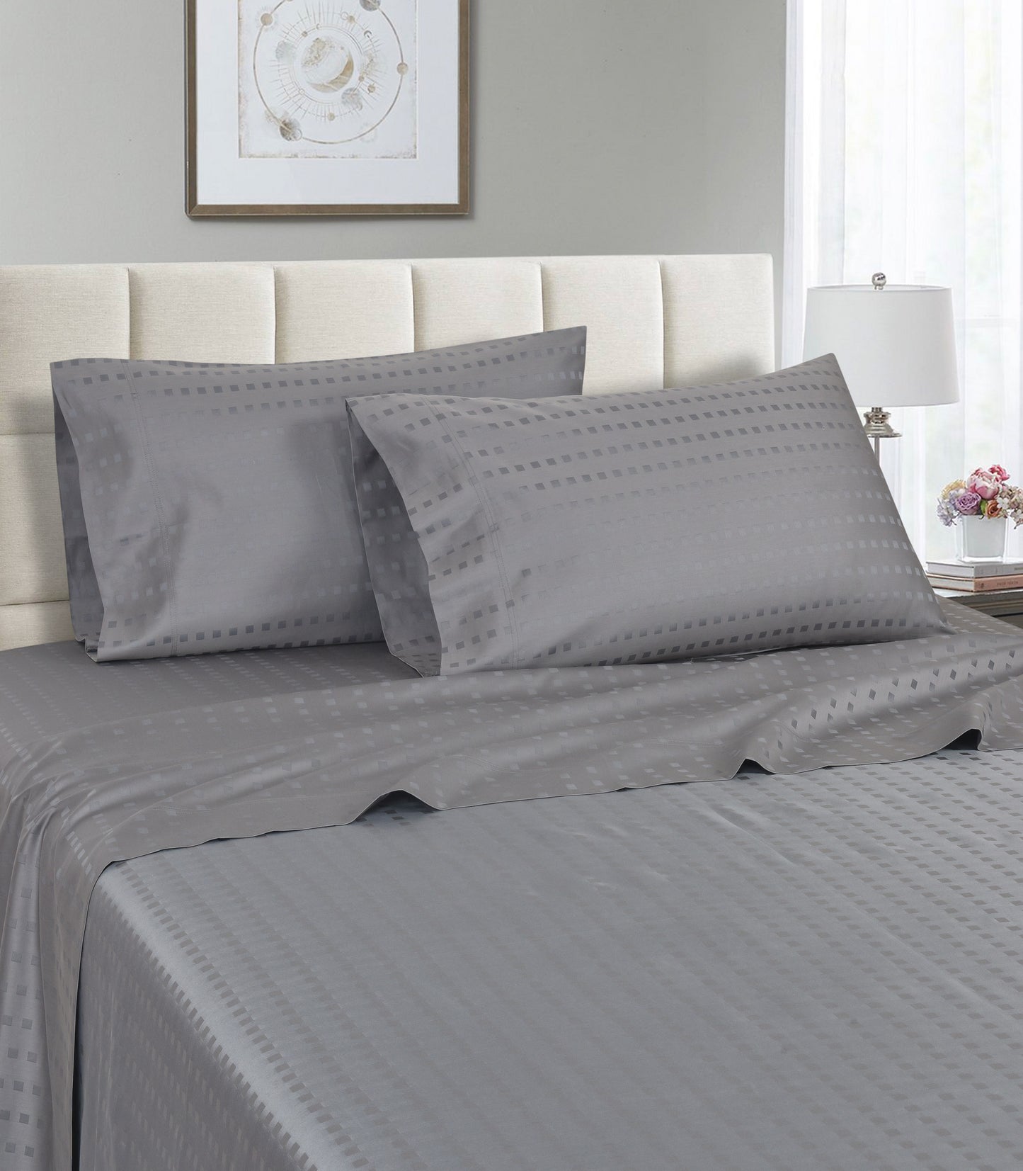 Sábanas de algodón a rayas estilo hotel de 1200 hilos Life Style – Juego de cama de lujo con bolsillos profundos