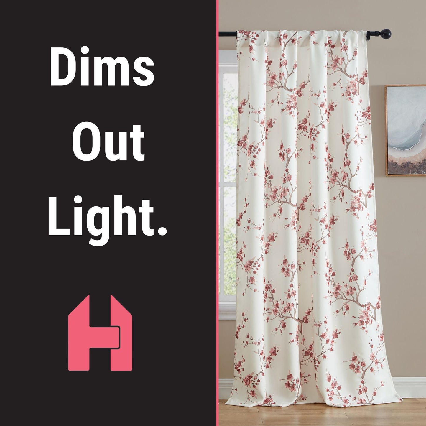 Jasmine Floral Room Darkening Rod Pocket Curtain Panels