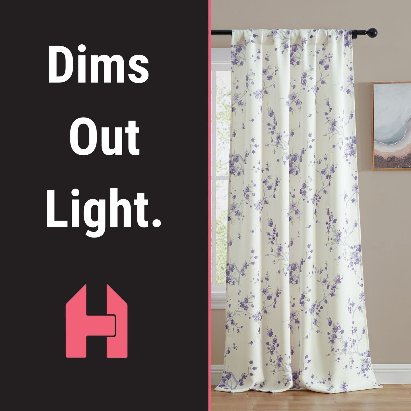 Jasmine Floral Room Darkening Rod Pocket Curtain Panels