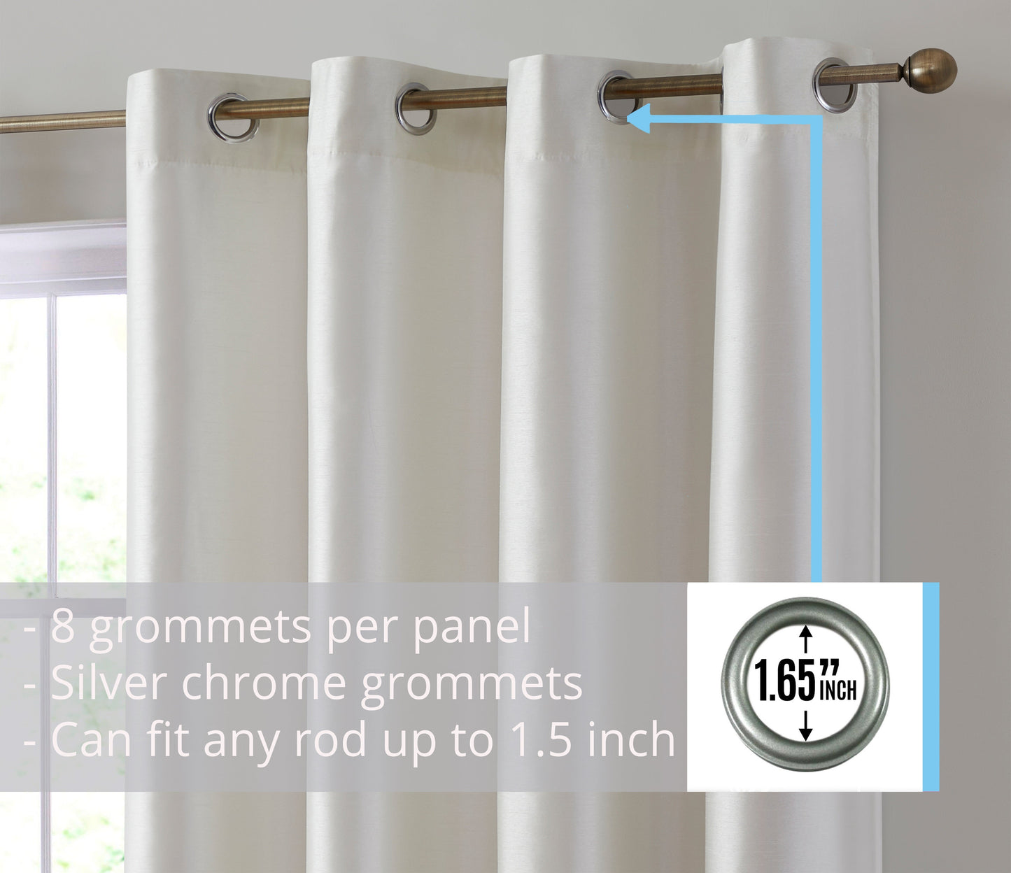Jefferson Faux Silk Grommet Curtain Panels