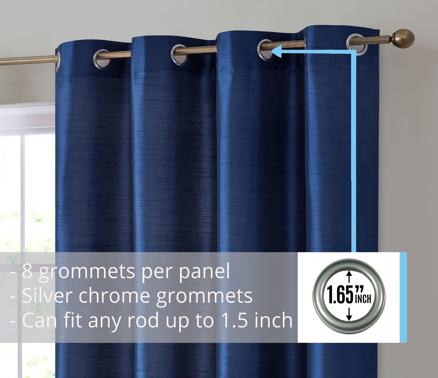 Jefferson Faux Silk Grommet Curtain Panels