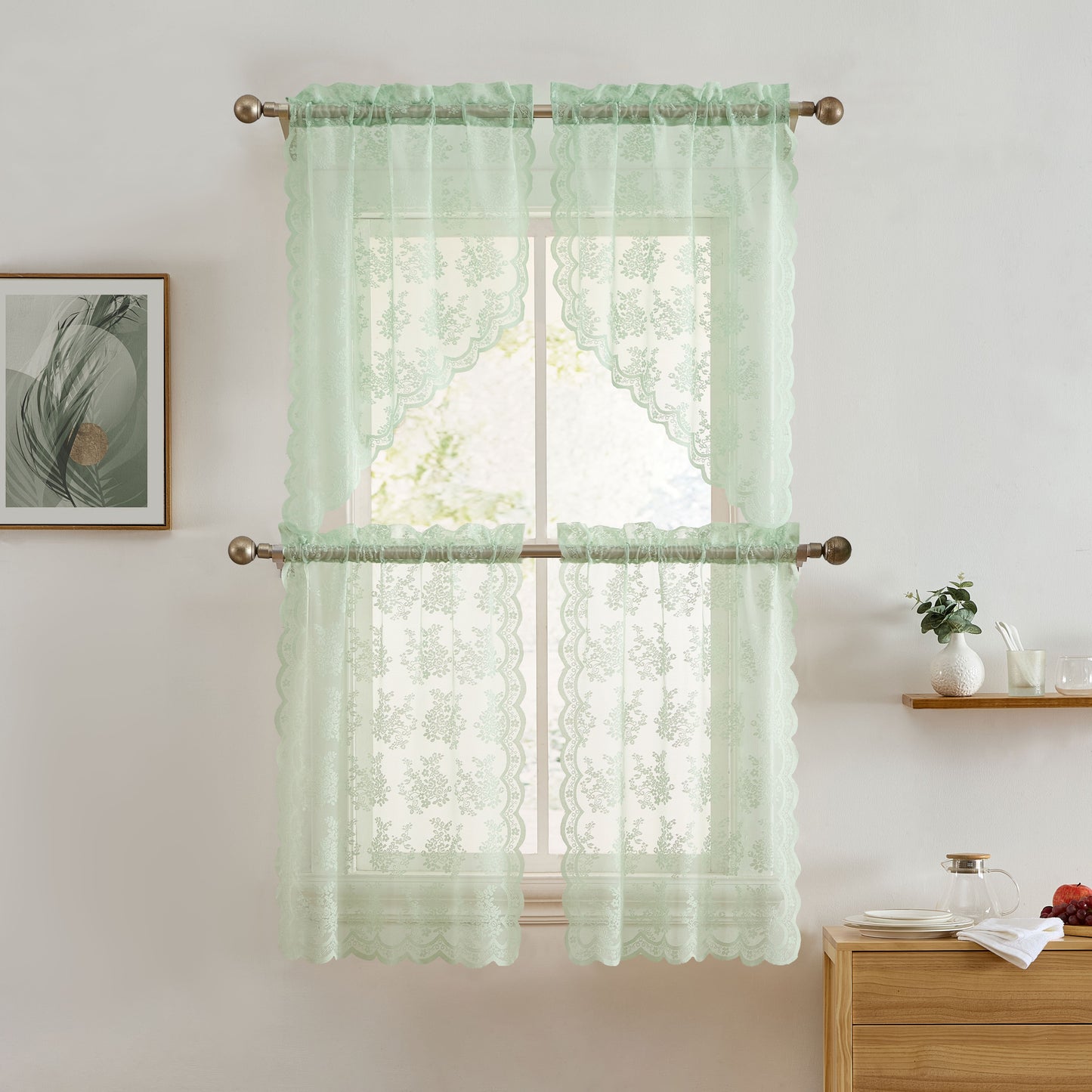 Jolene Floral Sheer Rod Pocket Valance