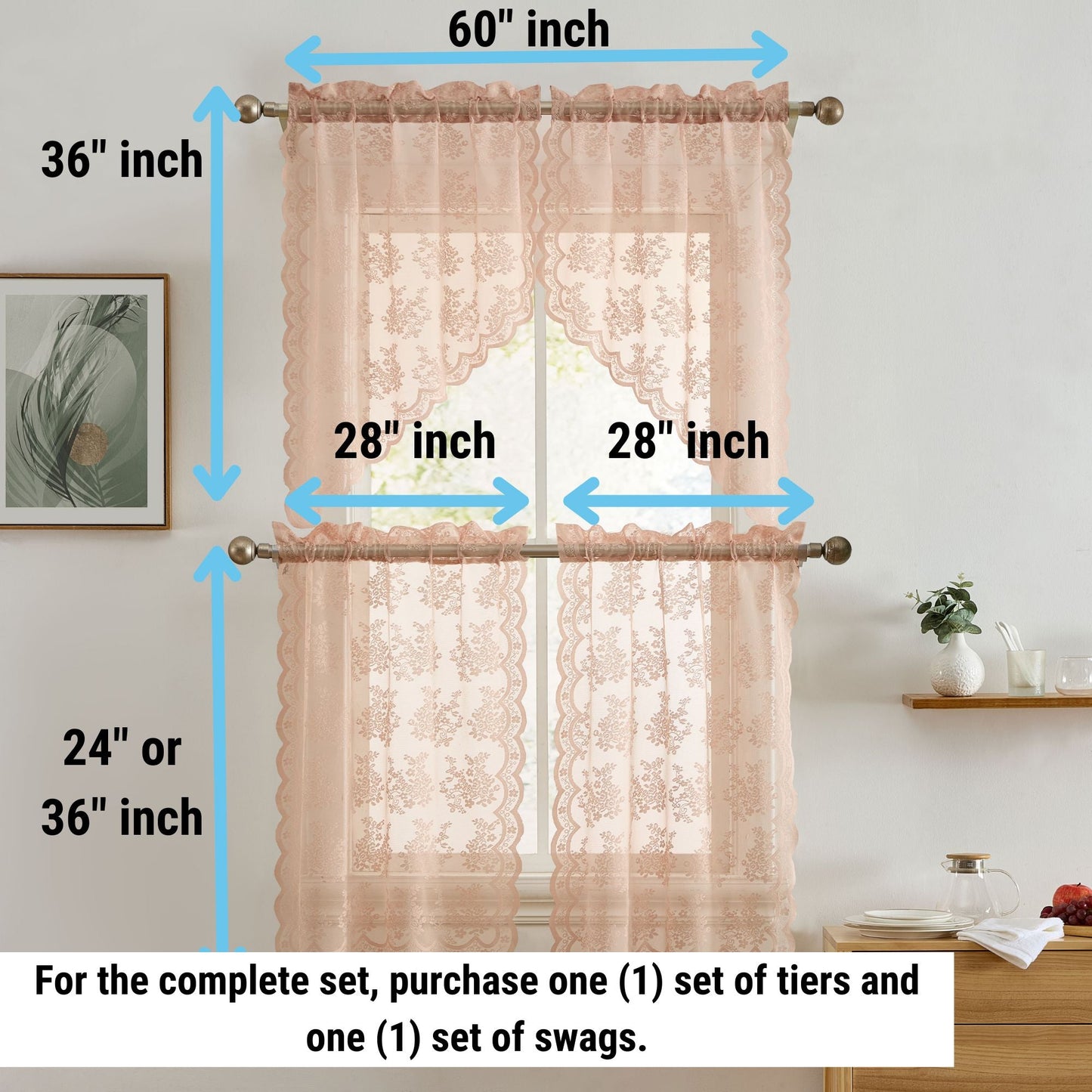 Jolene Floral Sheer Rod Pocket Valance
