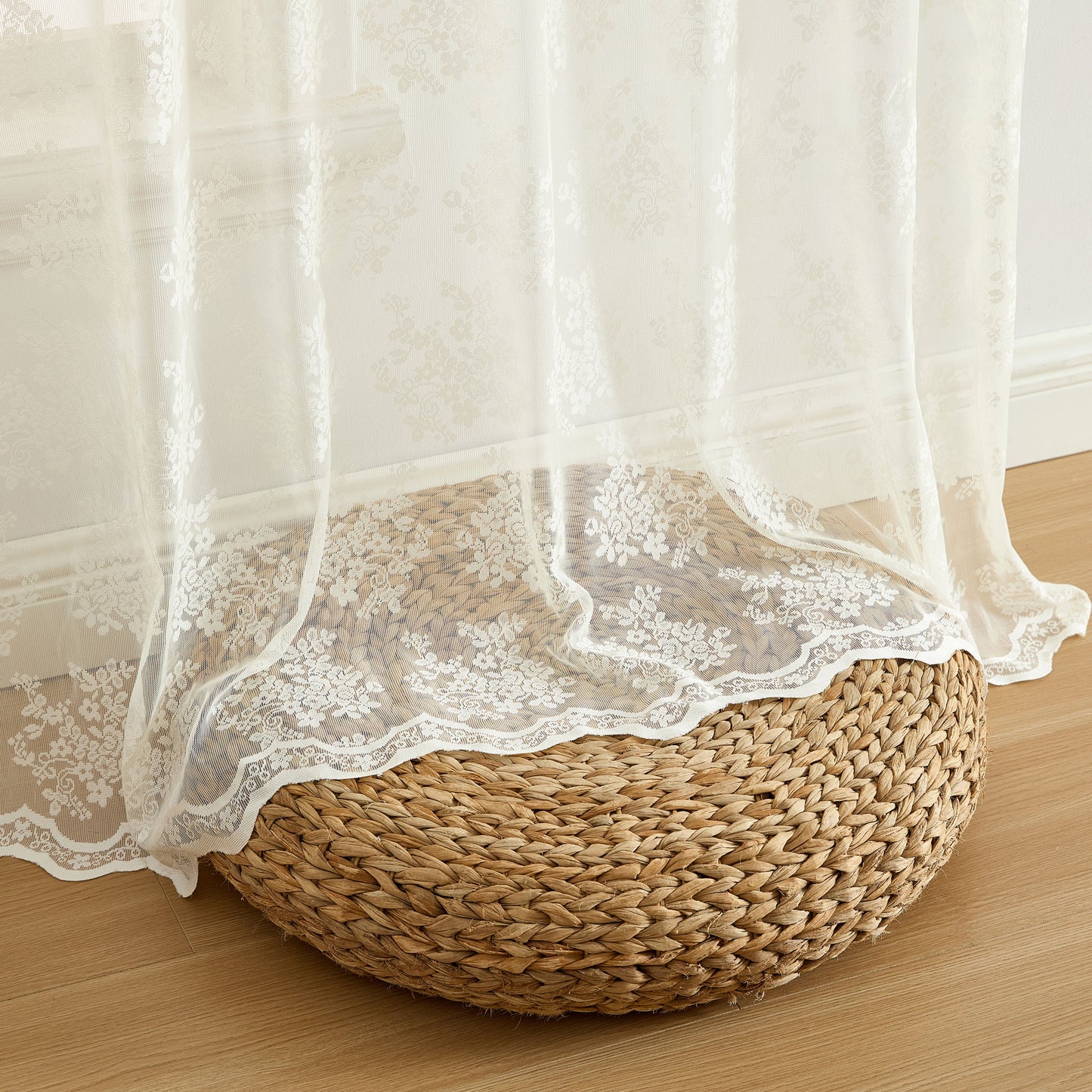 Jolene Floral Sheer Rod Pocket Curtains