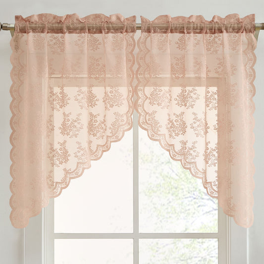 Jolene Floral Sheer Rod Pocket Lace Swags