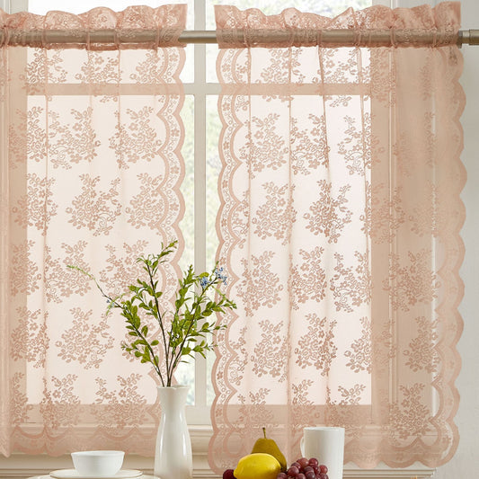 Jolene Floral Sheer Rod Pocket Lace Tiers