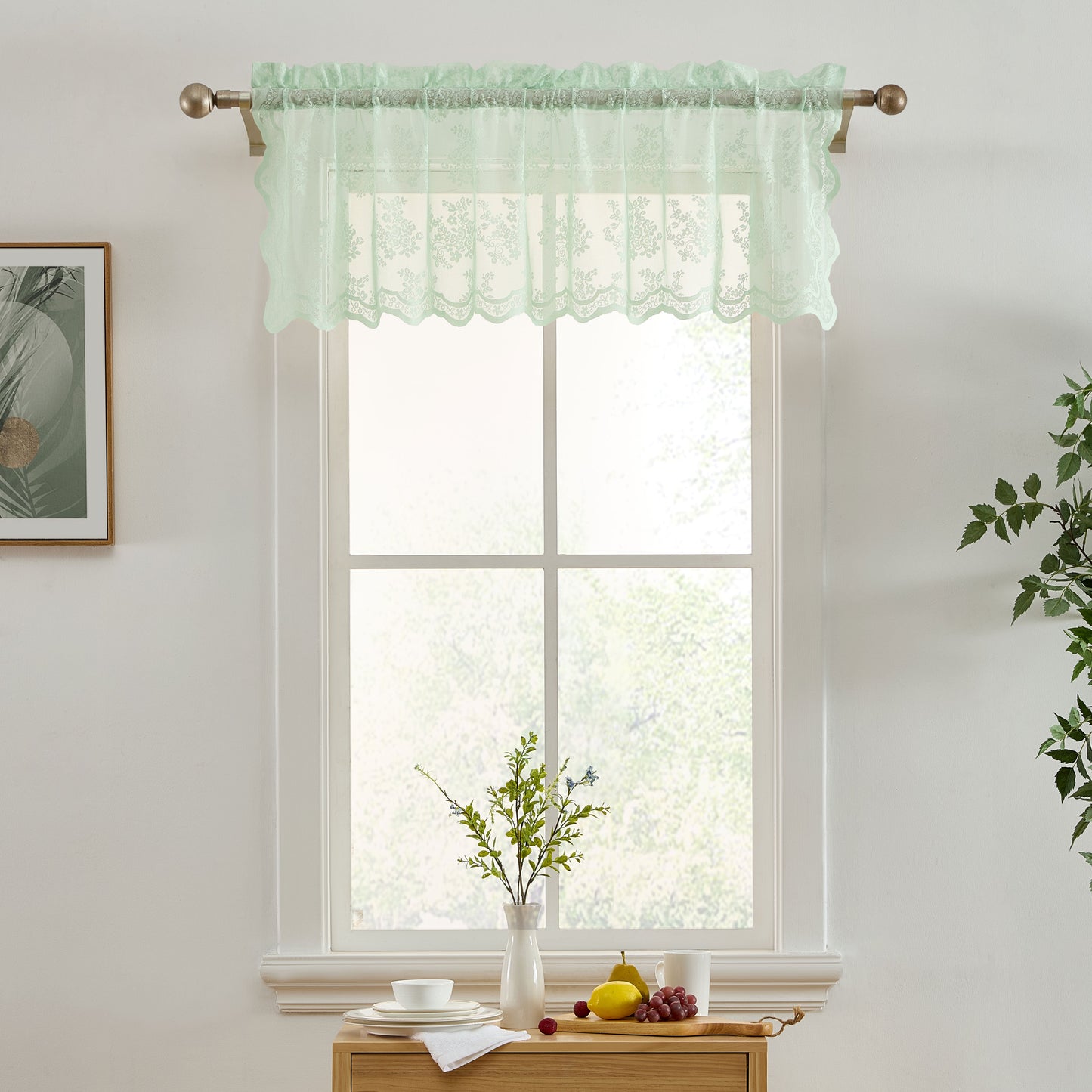 Jolene Floral Sheer Rod Pocket Valance