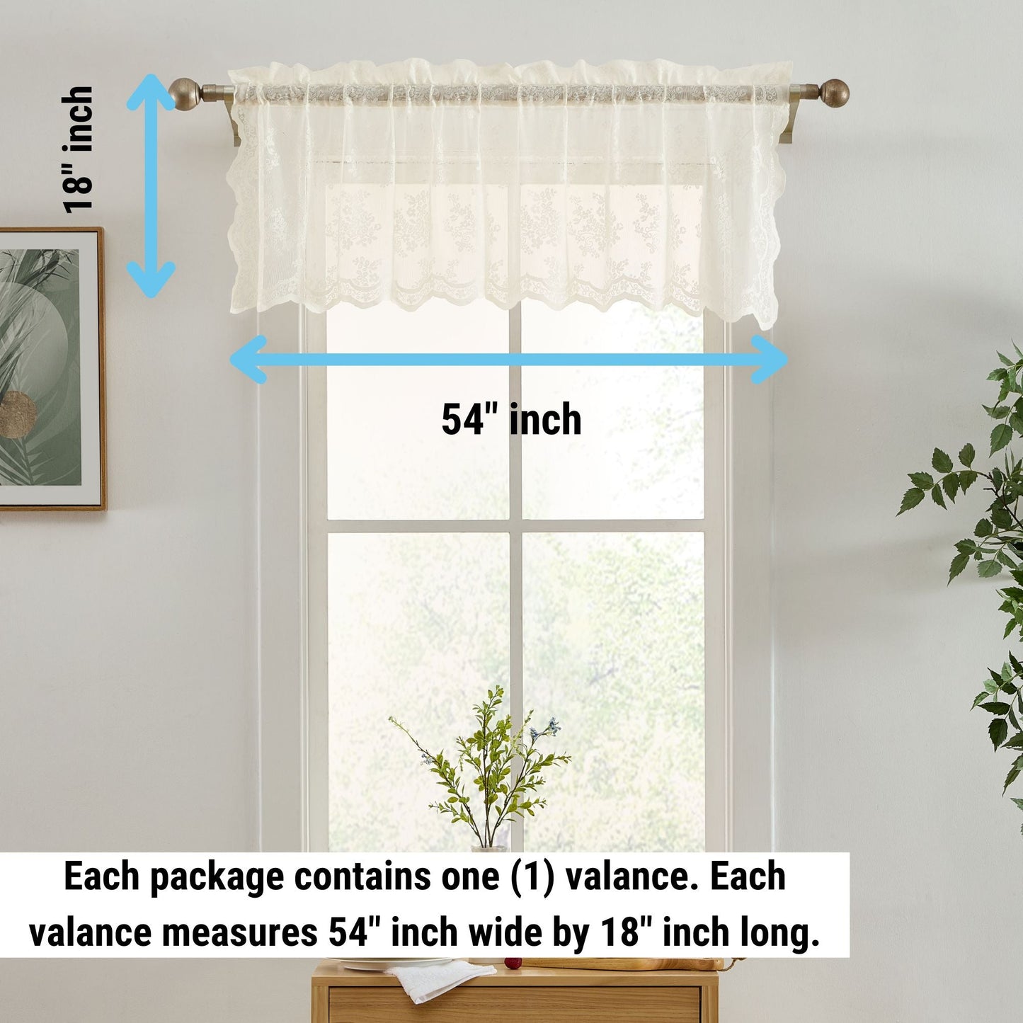 Jolene Floral Sheer Rod Pocket Valance