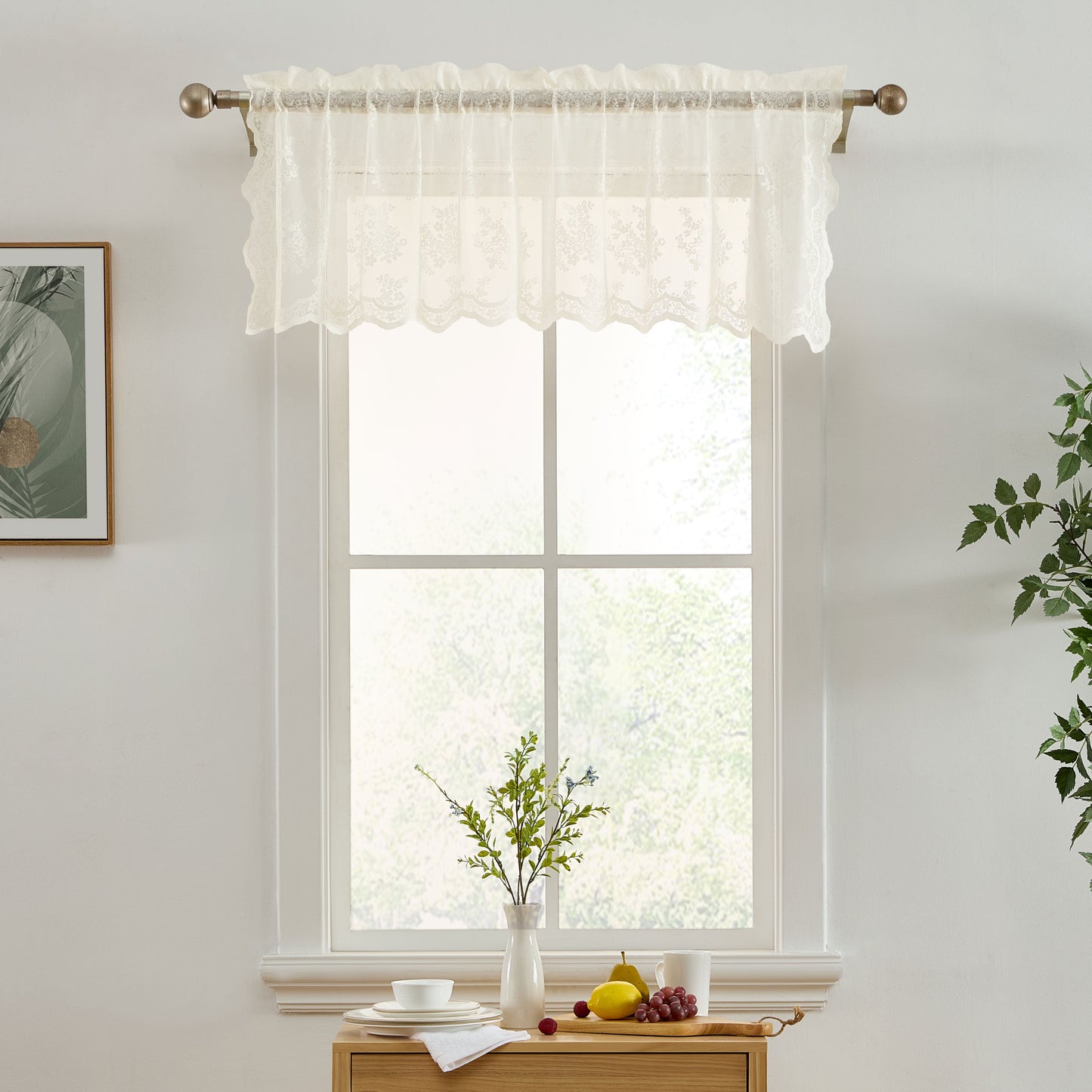 Jolene Floral Sheer Rod Pocket Valance