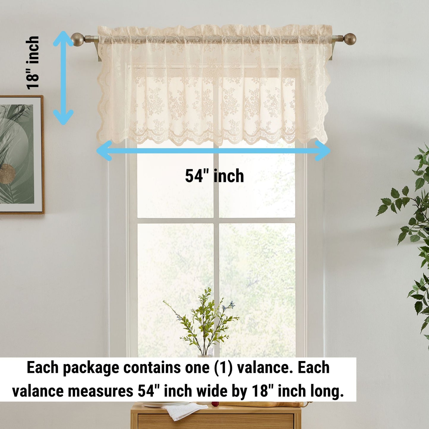 Jolene Floral Sheer Rod Pocket Valance