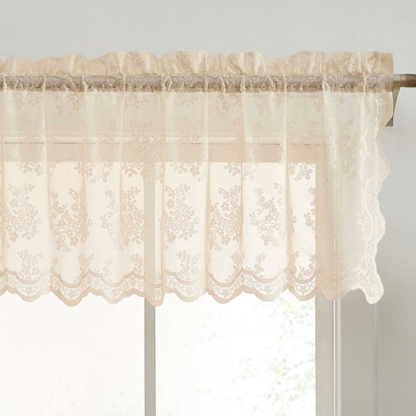 Jolene Floral Sheer Rod Pocket Valance
