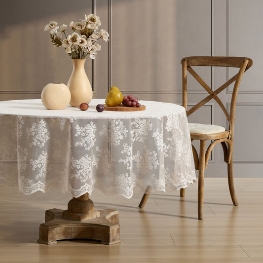 Jolene Floral Lace Fabric Round Tablecloth