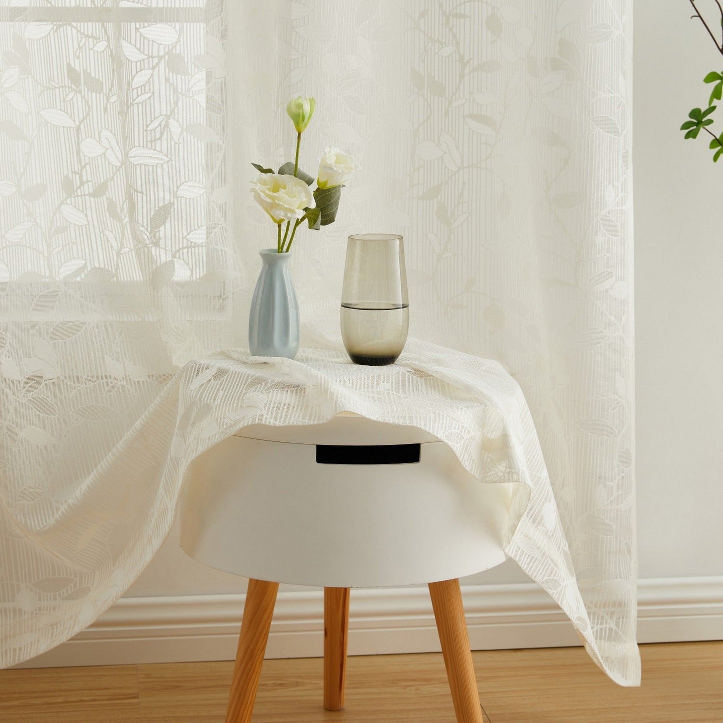 Joyce Floral Semi-Sheer Grommet Curtain Panels