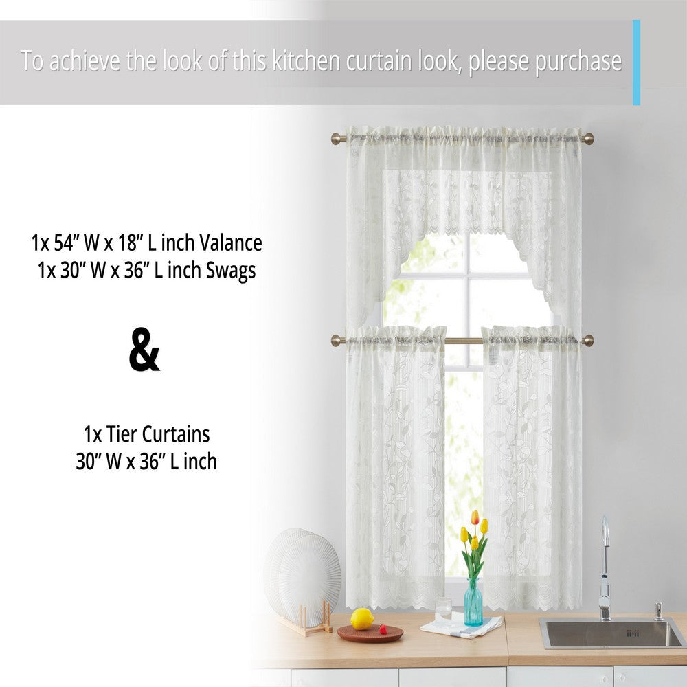 Joyce Semi Sheer Kitchen Curtain Swags