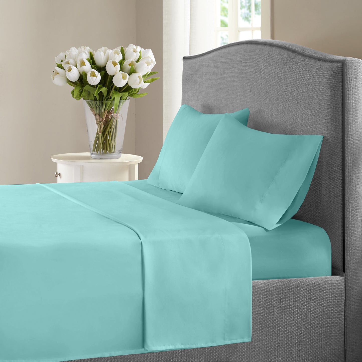 New York Collection 1200 Thread Count Solid Deep Pocket 100% Cotton Sheet Set