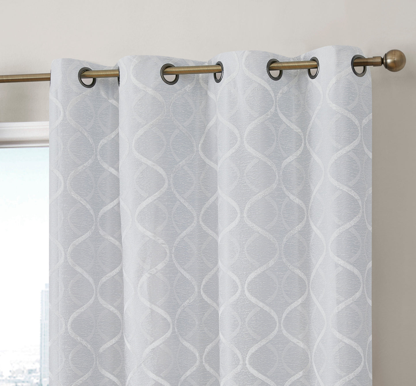 Versailles Lattice Flocked 100% Blackout Grommet Curtain Panels