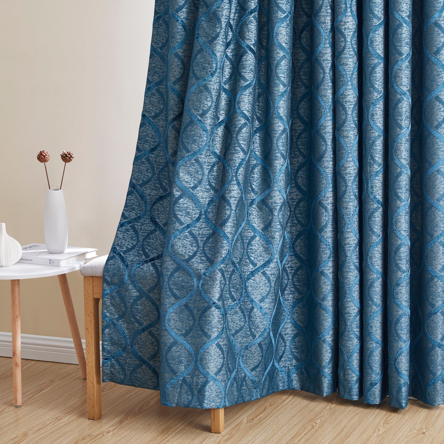 Versailles Lattice Flocked 100% Blackout Grommet Curtain Panels