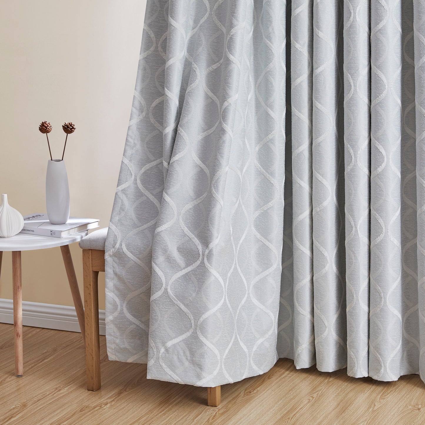 Versailles Lattice Flocked 100% Blackout Grommet Curtain Panels