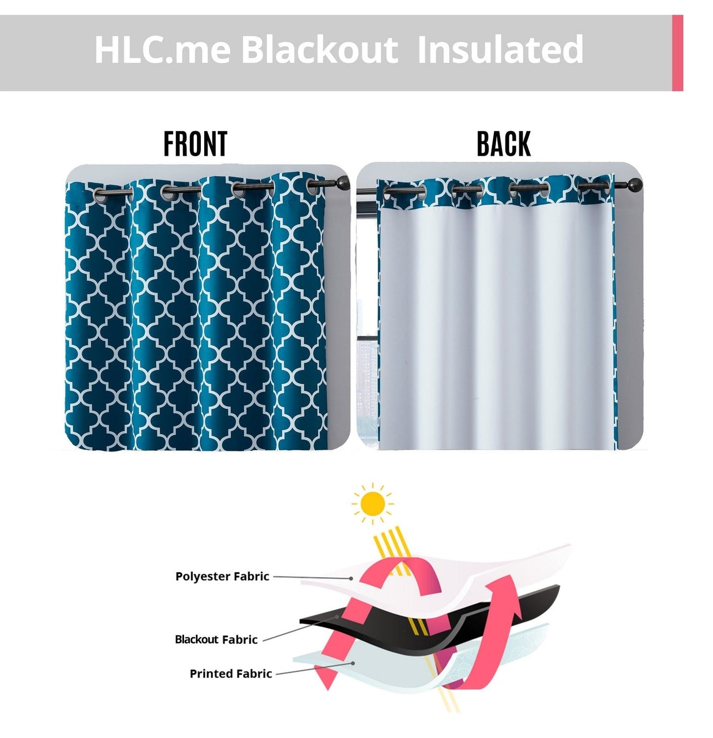 Lattice Print Room Darkening Grommet Curtain Panels