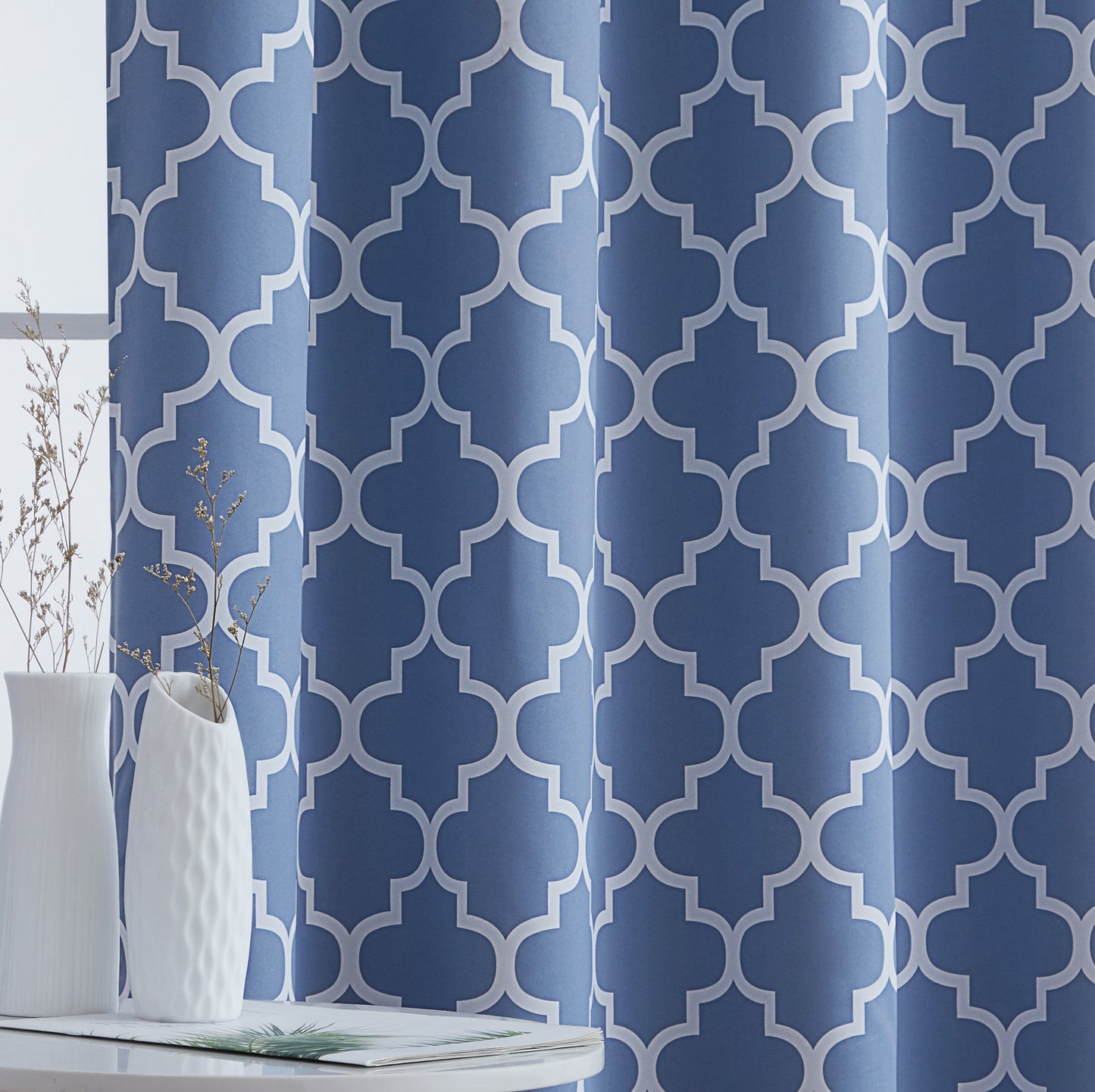 Lattice Print Room Darkening Grommet Curtain Panels