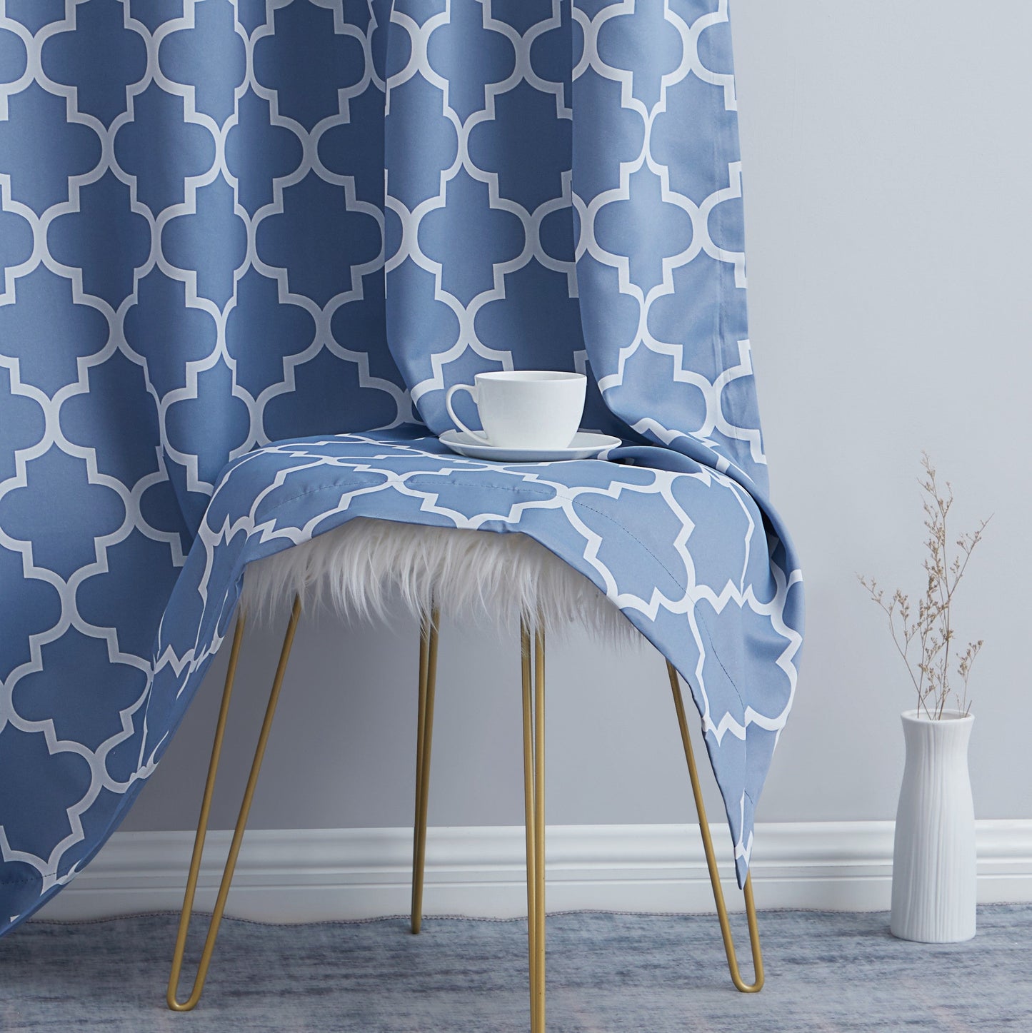Lattice Print Room Darkening Grommet Curtain Panels